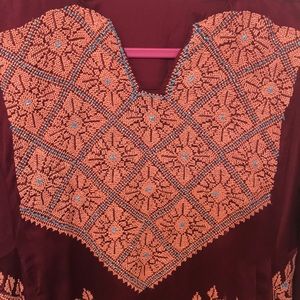 Palestinian embroidery vintage henna thoub dress.